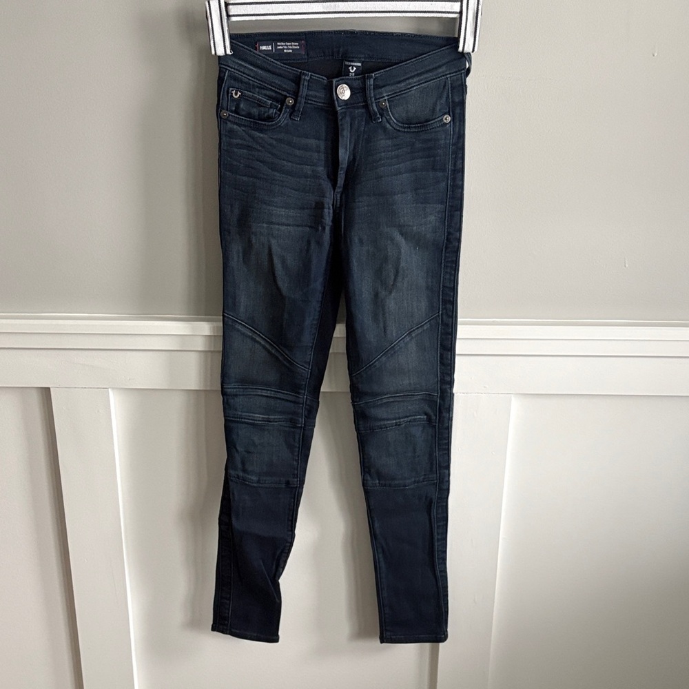 True Religion Dark Blue Moto Skinny Jeans